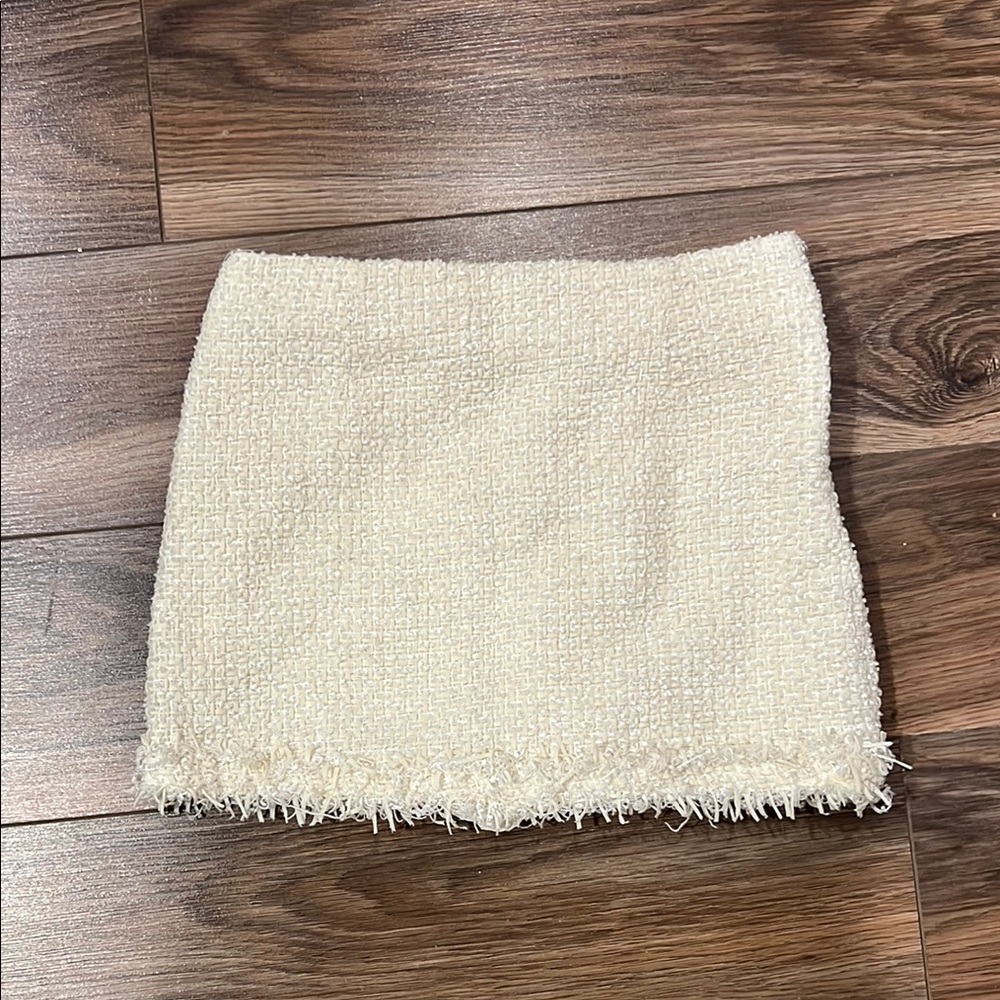 Tweed Cream Mini Skirt